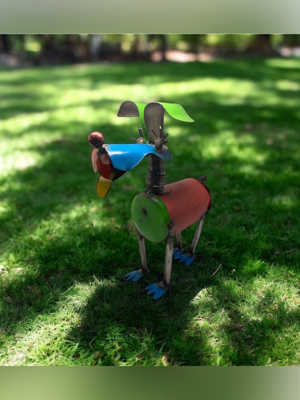 Vtg Dog Metal Hand Made Modernism Welded Spring Neck Bobblehead Art Home Decor